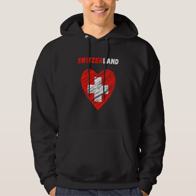 Switzerland Flag Holiday Switzerland Heart Swiss F Hoodie (Front)