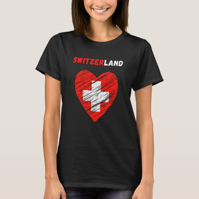 Switzerland Flag Holiday Switzerland Heart Swiss F T-Shirt (Front)