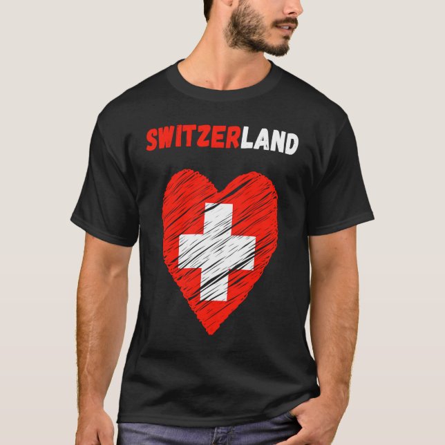 Switzerland Flag Holiday Switzerland Heart Swiss F T-Shirt (Front)