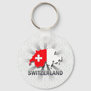 Switzerland Flag Map 2.0 Key Ring