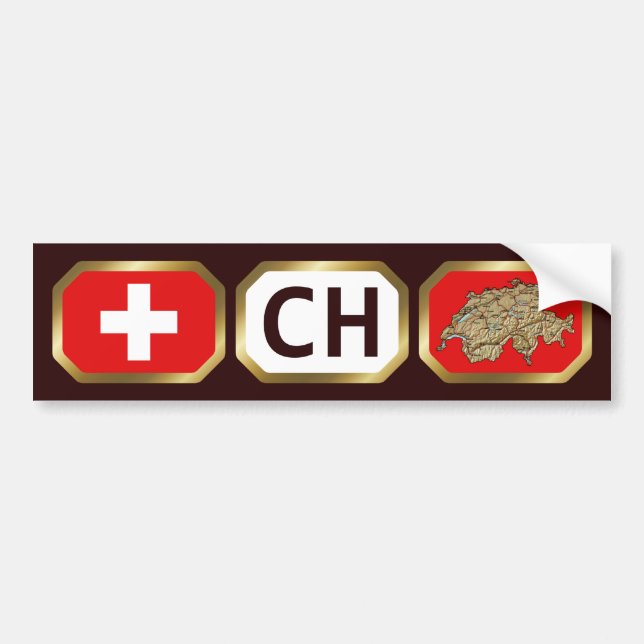 Switzerland Flag Map Code Bumper Sticker (Front)
