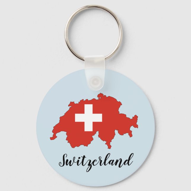 Switzerland Flag Map Key Ring (Front)