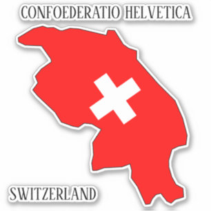 Switzerland Flag Map Outline