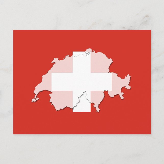 Switzerland flag map outline postcard (Front)