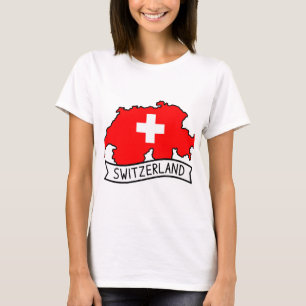 Switzerland Flag Map Patriotic Swiss Pride World T-Shirt