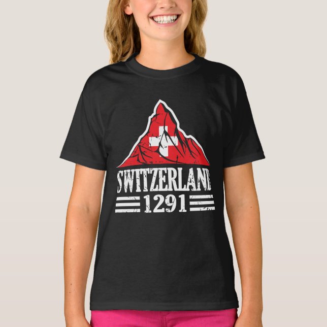 Switzerland Flag Matterhorn Since 1291 T-Shirt (Front)
