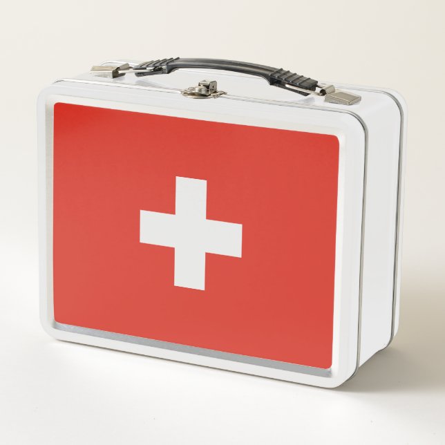 Switzerland flag metal lunch box (Front)