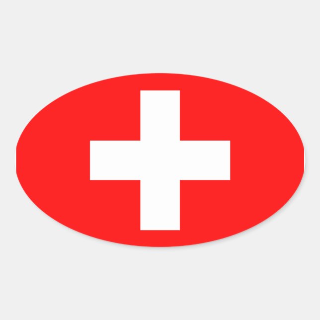 Switzerland Flag Oval Sticker (Front)