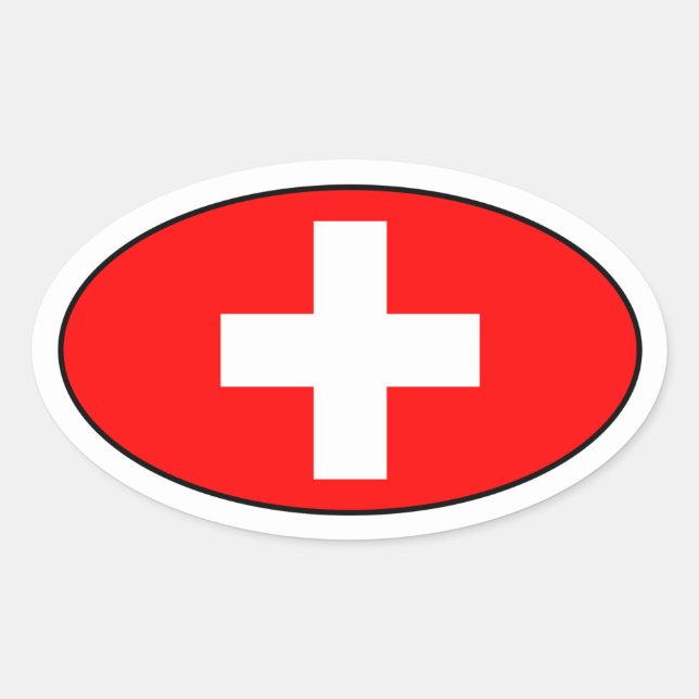 Switzerland Flag Oval Sticker (Front)