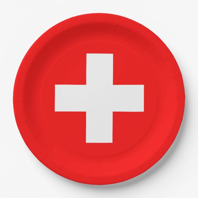 Switzerland Flag Paper Plate (Front)