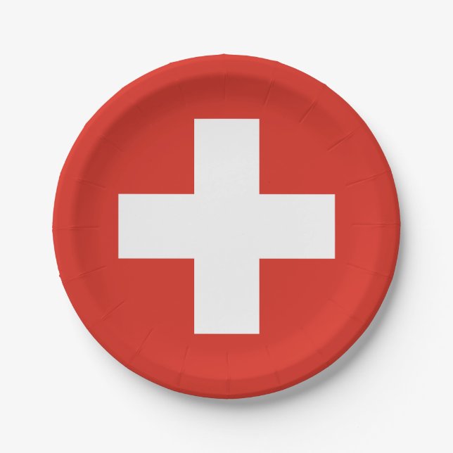 Switzerland Flag Paper Plate (Front)