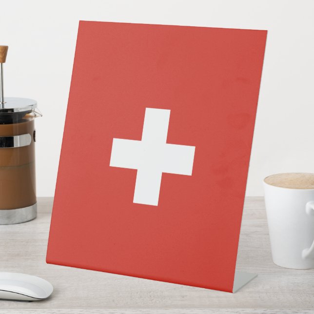 Switzerland flag pedestal sign (In SItu)
