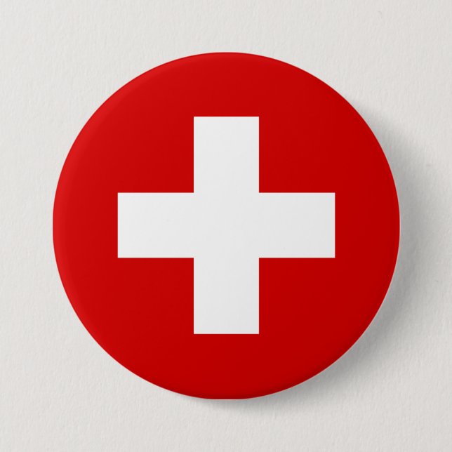 Switzerland flag quality 7.5 cm round badge (Front)