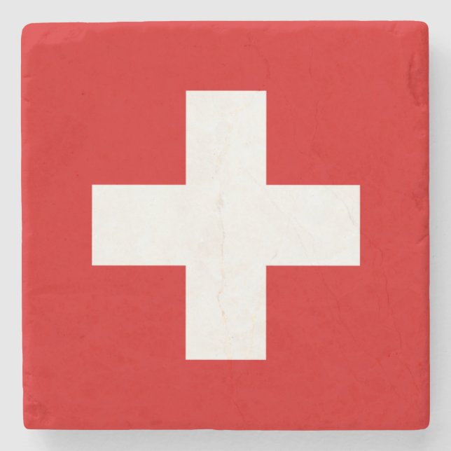 Switzerland flag quality stone coaster (Front)