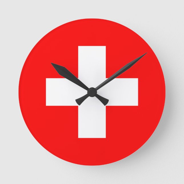 Switzerland Flag Round Clock (Front)