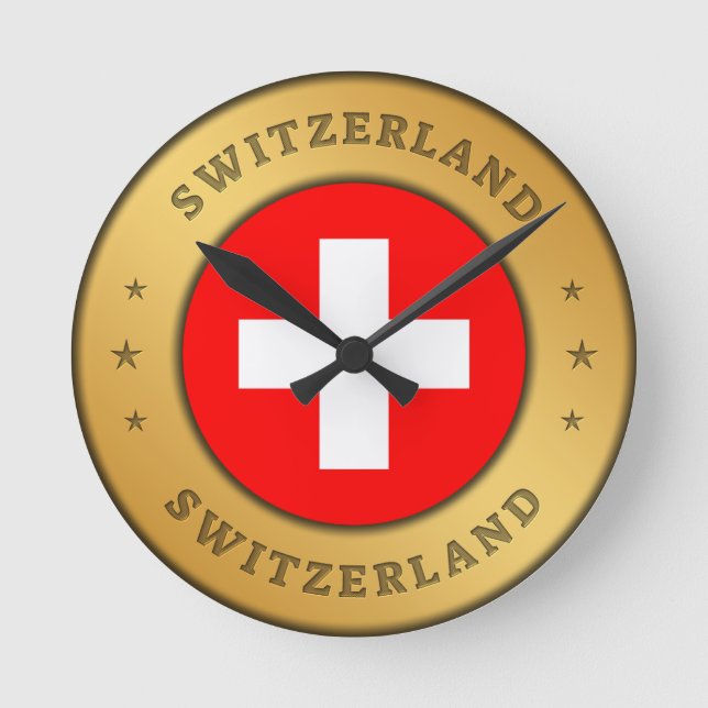 Switzerland Flag Round Clock (Front)