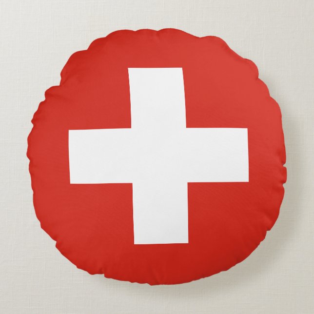 Switzerland Flag Round Cushion (Front)