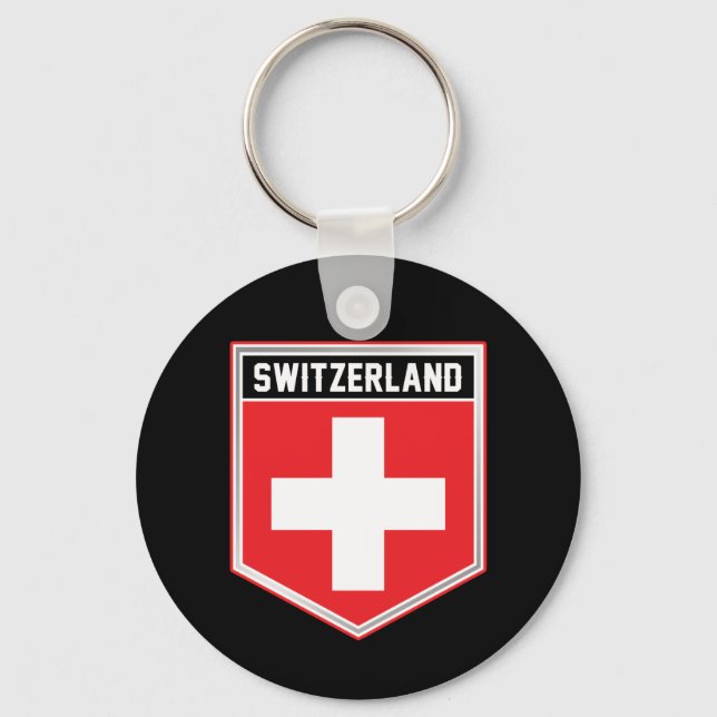 Switzerland Flag Shield Key Ring (Front)