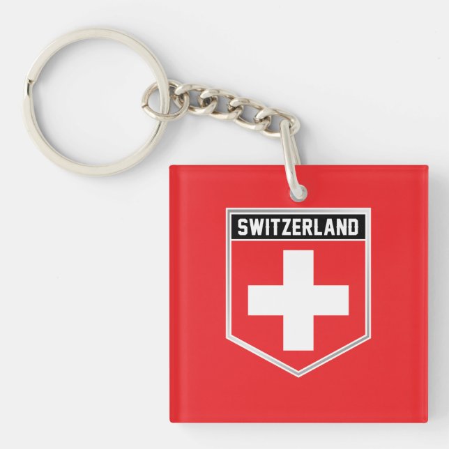 Switzerland Flag Shield Key Ring (Front)