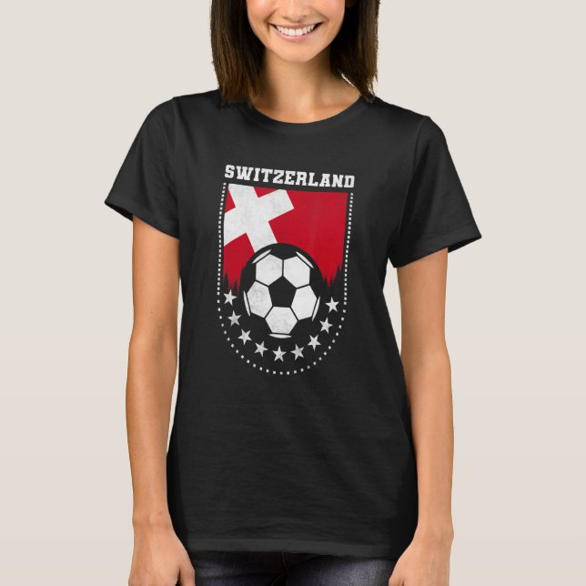 Switzerland Flag Soccer Fan T-Shirt (Front)