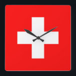Switzerland Flag Square Wall Clock<br><div class="desc">Switzerland Flag</div>