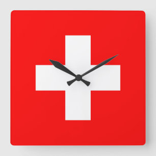 Switzerland Flag Square Wall Clock