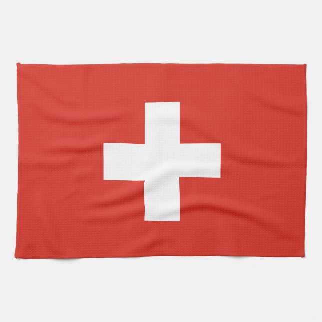 Switzerland Flag Tea Towel (Horizontal)