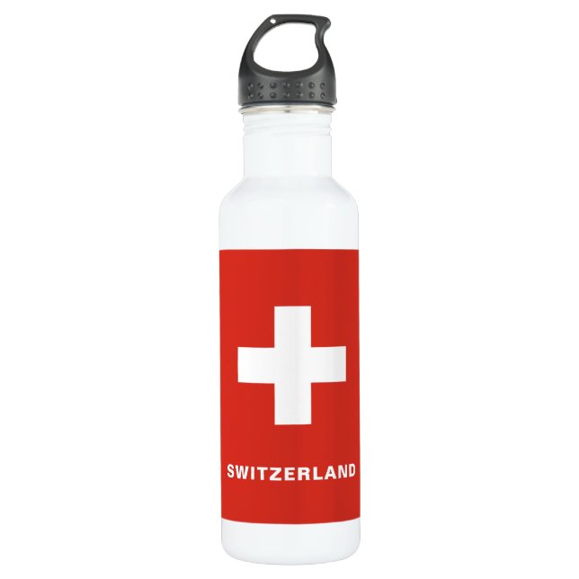 Switzerland Flag Water Bottle (Front)