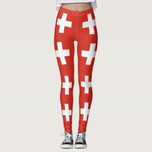 Switzerland flag - white cross leggings