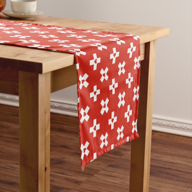 Switzerland Flag with  Heart pattern Short Table Runner (In Situ)