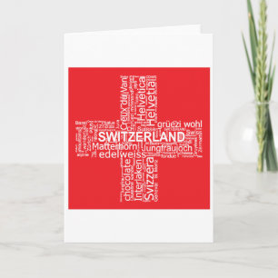 Switzerland Flag Word Cloud Card