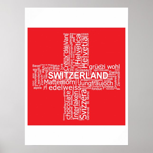 Switzerland Flag Word Cloud Poster (Front)