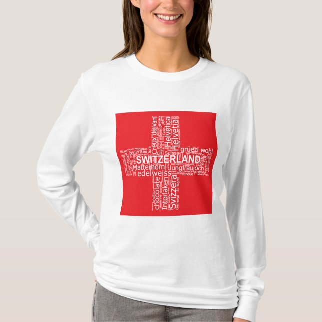 Switzerland Flag Word Cloud T-Shirt (Front)