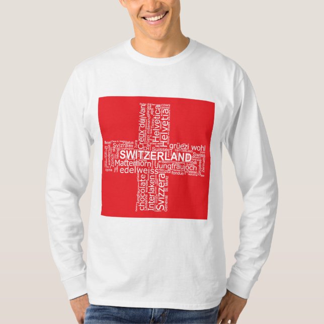 Switzerland Flag Word Cloud T-Shirt (Front)
