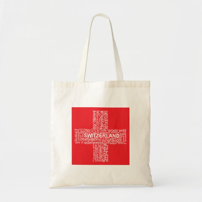 Switzerland Flag Word Cloud Tote Bag (Front)