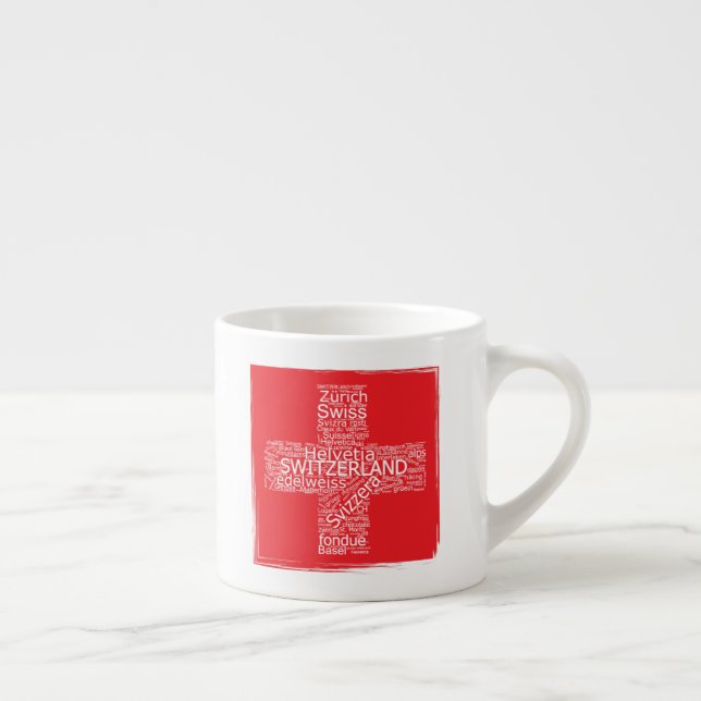 Switzerland Flag Word Cloud Vintage Espresso Cup (Right)