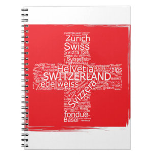 Switzerland Flag Word Cloud Vintage Notebook