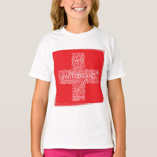 Switzerland Flag Word Cloud Vintage T-Shirt