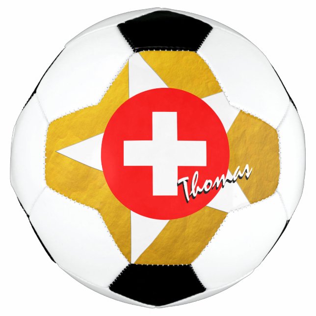 Switzerland Football & Gold Swiss Flag (Front)