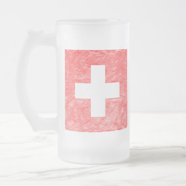 Switzerland Frosted Glass Beer Mug (Left)