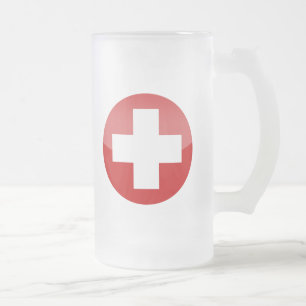 switzerland frosted glass beer mug