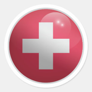 Switzerland Glossy Circle Flag Classic Round Sticker