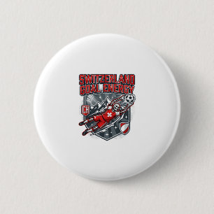 Switzerland Goal Energy Skeleton Striker Nations B 6 Cm Round Badge