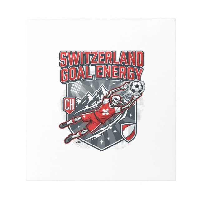 Switzerland Goal Energy Skeleton Striker Nations B Notepad (Front)