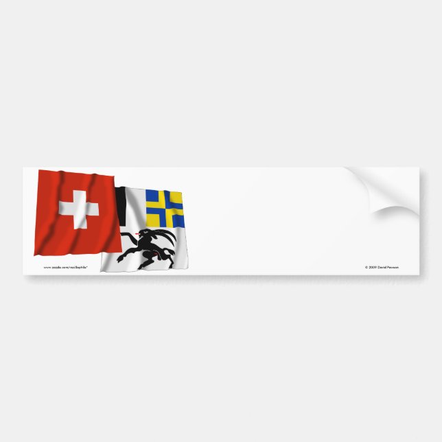 Switzerland & Graubuenden Waving Flags Bumper Sticker (Front)