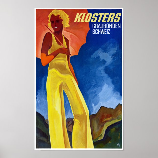 Switzerland Graubünden Vintage Poster Restored (Front)