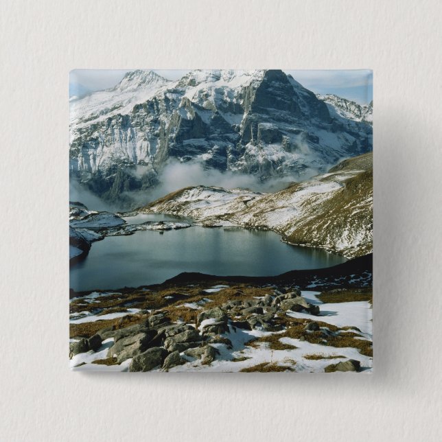 Switzerland, Grindelwald, Bernese Alps, View 15 Cm Square Badge (Front)