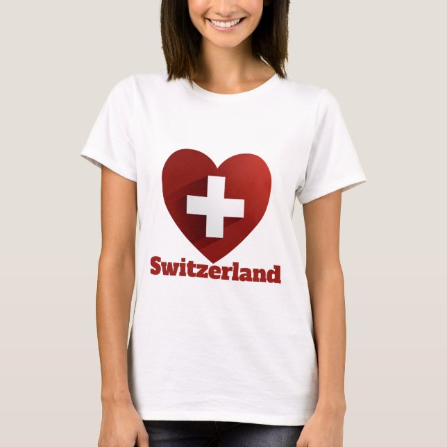 Switzerland Heart Flag T-Shirt (Front)