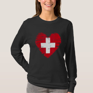 Switzerland Heart Swiss Flag Swiss Pride T-Shirt