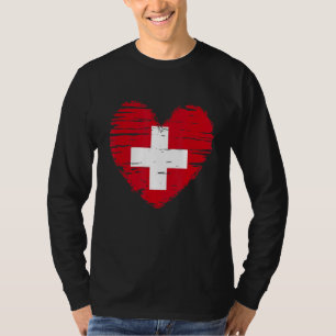 Switzerland Heart Swiss Flag Swiss Pride T-Shirt